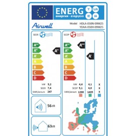 Airwell Aura HDLA-050N-09M25 / YDAA-050H-09M25 Κλιματιστικό Inverter 18000 BTU A++/A+