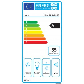 Teka Καμινάδα τοίχου με μοτέρ EcoPower, Ενεργειακή κλάση Α, στα 70cm DSH 785