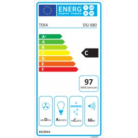 Teka DSJ 680 Καμινάδα τοίχου, μοτέρ με τουρμπίνα διπλής απορρόφησης,60cm Inox