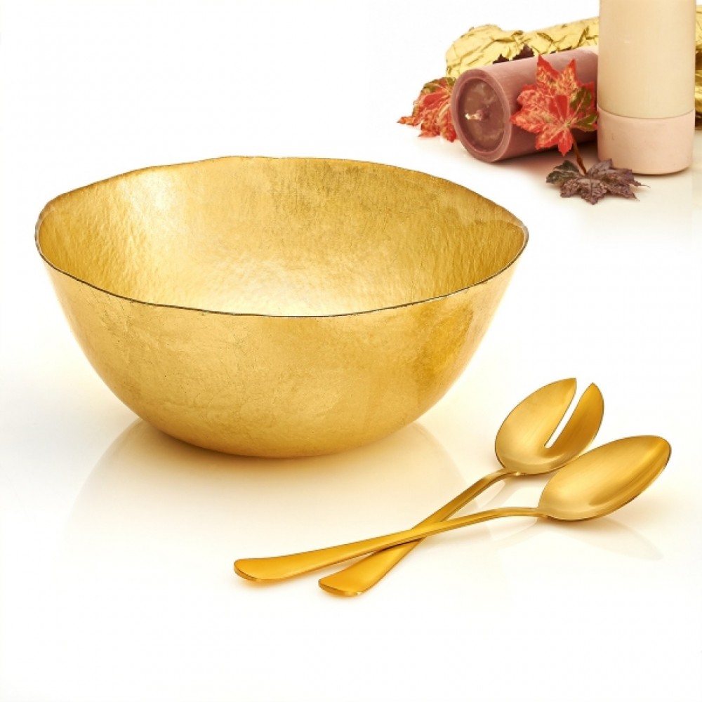 Cryspo Trio Διακοσμητικό Γυάλινο KRONOS ORO  GOLD FOIL BIG BOWL 22 Χ 12