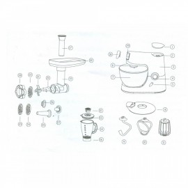 Κουζινομηχανή Royalty Line 3 σε 1 με μίξερ, μπλέντερ, κιμαδομηχανή & παρασκευαστή λουκάνικων RL-PKM1900.7BG-BLK 