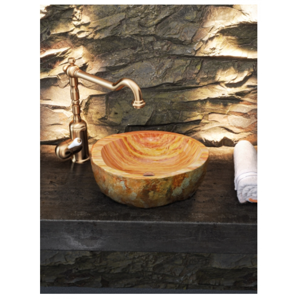 Sanitec Petra 286 Νιπτήρας Πέτρινος Επικαθήμενος 39x14cm Beige Rosso
