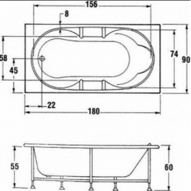 SANITEC 515 Catherine Μπανιέρα Ακρυλική 180x90cm
