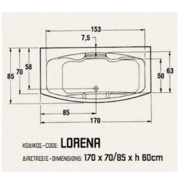 SANITEC 512 Lorena Μπανιέρα Ακρυλική 170x70cm