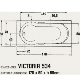 SANITEC 534 Victoria Μπανιέρα Ακρυλική 170x80cm