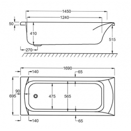 SANITEC 552 Rosa Μπανιέρα Ακρυλική 170x70cm