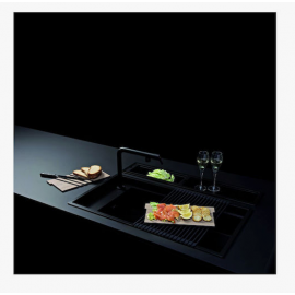 Elleci Dialogo 360 Workstation Ένθετος/Υποκαθήμενος Νεροχύτης από Συνθετικό Γρανίτη Μ86xΠ46cm K86 BLACK