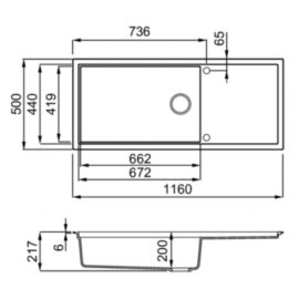 Elleci Sintesi 510 Γρανιτένιος Νεροχύτης Ένθετος Cavern Clay K83 116x50cm 