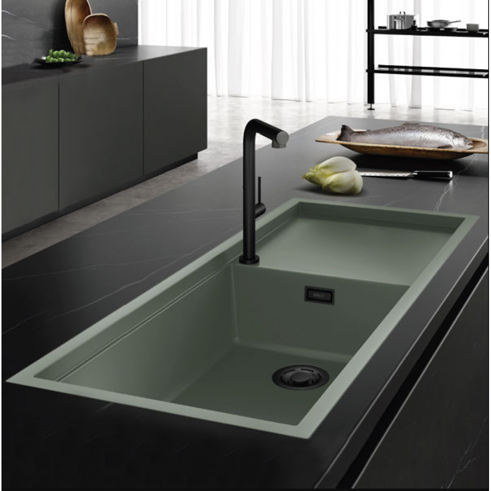 Elleci Sintesi 510 Γρανιτένιος Νεροχύτης Ένθετος Sage Green K82 116x50cm 