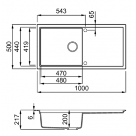 Elleci Sintesi 480 Γρανιτένιος Νεροχύτης Ένθετος Black K86 100x50cm