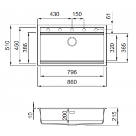 Elleci Best 360 Ένθετος Γρανιτένιος Νεροχύτης White K96 86x51cm