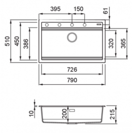 Elleci Best 130 Ένθετος Γρανιτένιος Νεροχύτης Black K86 79x51cm