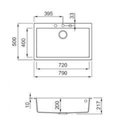 Elleci Quadra 130 Ένθετος Γρανιτένιος Νεροχύτης Nero Metal M70 79x50cm