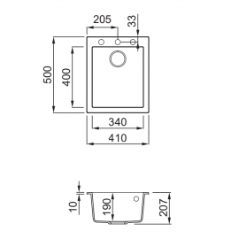 Elleci Quadra 100 Ένθετος Γρανιτένιος Νεροχύτης Nero Metal M70 41x50cm