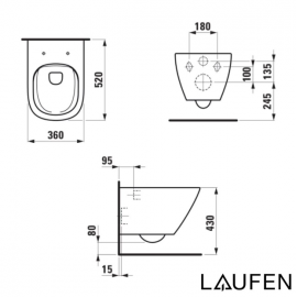 Laufen Κρεμαστή Λεκάνη LUA Rimless Λευκή + SOFT CLOSE ΚΑΘΙΣΜΑ + KAZANAKI ΙΝΕΟ SLIM + ΠΛΑΚΕΤΑ