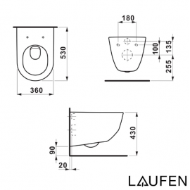Laufen Κρεμαστή Λεκάνη PRO A Rimless Λευκή + SOFT CLOSE ΚΑΘΙΣΜΑ + KAZANAKI ΙΝΕΟ SLIM + ΠΛΑΚΕΤΑ