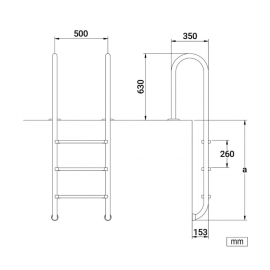 Σκάλα Πισίνας Muro PLM-401E Με 4 Σκαλοπάτια Από Ανοξείδωτο Ατσάλι AISI-316L ELECTROPOLISHED