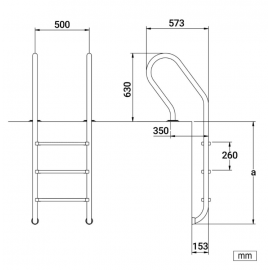 Σκάλα Πισίνας Parallel PLP-300 Με 3 Σκαλοπάτια Από Ανοξείδωτο Ατσάλι AISI-304L 