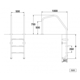 Σκάλα Πισίνας Overflow Special PLO/SP-402 Με 4 Σκαλοπάτια Από Ανοξείδωτο Ατσάλι AISI-316L 