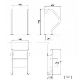 Σκάλα Πισίνας Κάτω Τμήμα Partida PLL-501E Με 5 Σκαλοπάτια Από Ανοξείδωτο Ατσάλι AISI-316L ELECTROPOLISHED