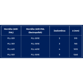 Σκάλα Πισίνας Κάτω Τμήμα Partida PLL-501E Με 5 Σκαλοπάτια Από Ανοξείδωτο Ατσάλι AISI-316L ELECTROPOLISHED