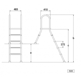 Σκάλα Πισίνας Semi Elevated PLH-150 (1+5 Σκαλοπάτια) Από Ανοξείδωτο Ατσάλι AISI-304L 