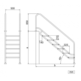 Σκάλα ειδικών διαστάσεων Easy Access Land 500 με 6 σκαλοπάτια EAL-601P