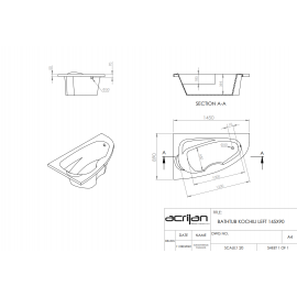 Acrilan Γωνιακή Ασύμμετρη Mπανιέρα KOCHILI (Κοχύλι) 1.45x0.90m 