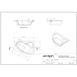 Acrilan Star Line 155 Γωνιακή Ασύμμετρη Μπανιέρα 1,55x1,00m