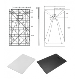 Acrilan Ντουζιέρα Stone Λευκή 1.60x0.90