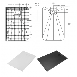 Acrilan Ντουζιέρα Stone Λευκή 1.20x0.90