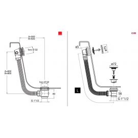 Acrilan Βαλβίδα Οικονομική pop up 60-90cm Χρωμέ