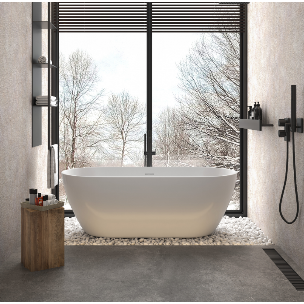 Acrilan Evelyn White Gloss Μπανιέρα ελεύθερης τοποθέτησης 1,65x0,80m