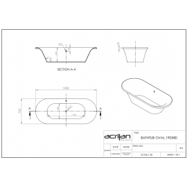 Acrilan Oval Υποκαθήμενη Μπανιέρα 1,90x0,80m