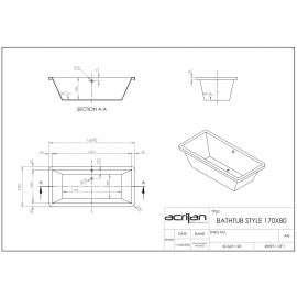 Acrilan Style Υποκαθήμενη Μπανιέρα 1,70x0,80