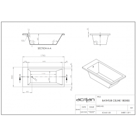 Acrilan Celine Ευθύγραμμη Μπανιέρα 1,80x0,85m