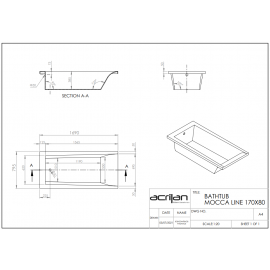 Acrilan Mocca Line Ευθύγραμμη Μπανιέρα 1,70x0,80m
