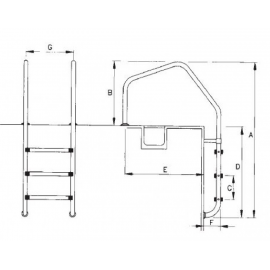 Astral Pool Σκάλα υπερχείλισης για επαγγελματικές & ιδιωτικές πισίνες (1 σκαλοπάτι + 1 διπλό αντιολισθητικό)