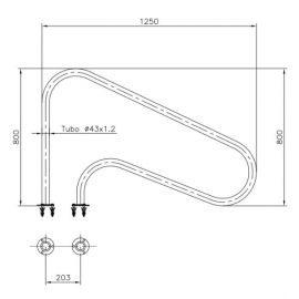  Astral Pool 07781 Μονή χειρολαβή πισίνας από ΙΝΟΧ-316, Ø43mm