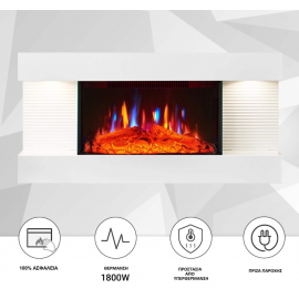 Balderia Ira Ηλεκτρικό Τζάκι Τοίχου 1800W 82 x 41,8 x 21,6 cm