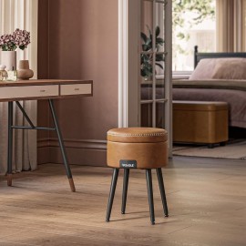 Σκαμπό Σαλονιού Δερμάτινο Brown