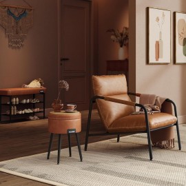 Σκαμπό Σαλονιού Δερμάτινο Brown