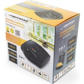 Esperanza Τοστιέρα με Αποσπώμενες Πλάκες για 2 Τοστ 700W Μαύρη EKT006K