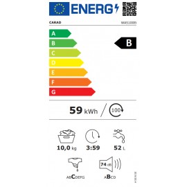 Carad Πλυντήριο Ρούχων 10kg με Ατμό 1200 Στροφών WA5100EI