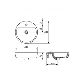 Cersanit Caspia Ring Επικαθήμενος Νιπτήρας Πορσελάνης 44x44cm Λευκός