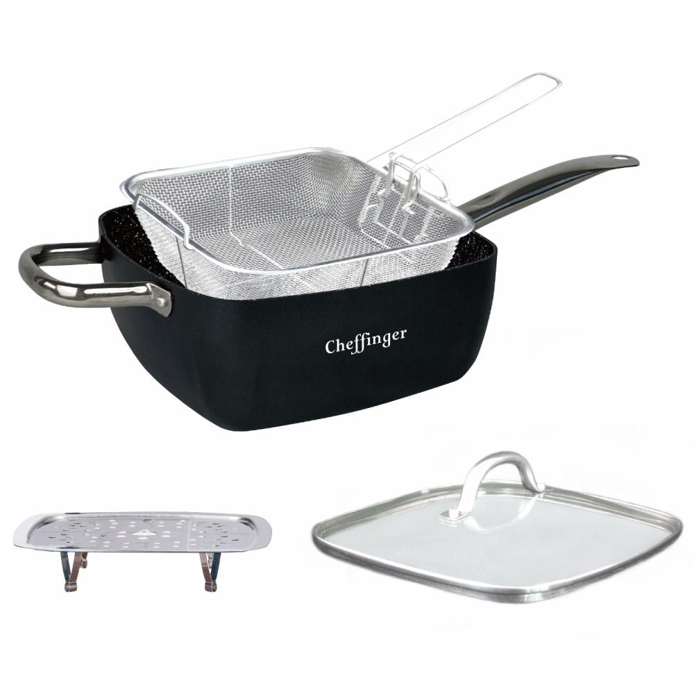 Τηγάνι Cheffinger 4 Pieces Marble Coated Square Deep Frying Pan Set