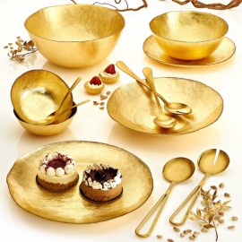 Cryspo Trio Διακοσμητικό Γυάλινο KRONOS Oro GOLD FOIL MEDIUM BOWL 22x22cm 