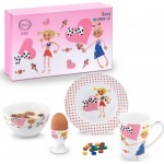Cryspo Trio Σετ Φαγητού "Rozita" από Πορσελάνη Ροζ 4τμχ