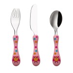 Cryspo Trio Σετ OWL PINK  Βρεφικά Μαχαιροπίρουνα από Μέταλλο 3τμχ