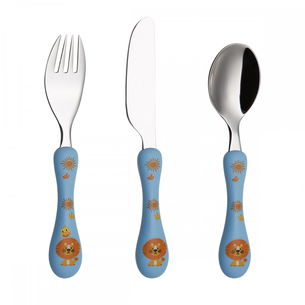 Cryspo Trio Σετ LION  Βρεφικά Μαχαιροπίρουνα από Μέταλλο 3τμχ